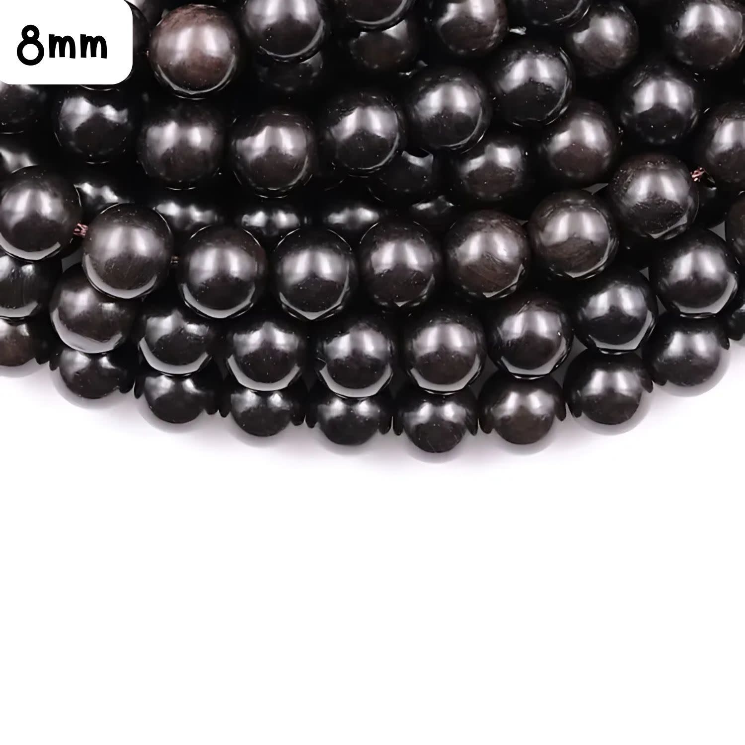 8mm Natural Ebony Wood Beads,15&quot; Strand, Approx 50pcs, Hole 1mm, 24gms/0.85oz