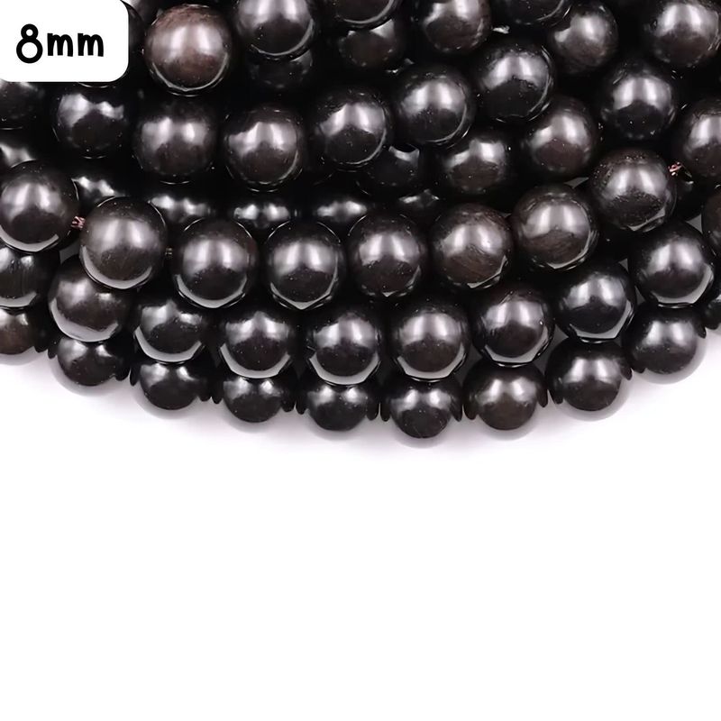 8mm Natural Ebony Wood Beads,15&quot; Strand, Approx 50pcs, Hole 1mm, 24gms/0.85oz