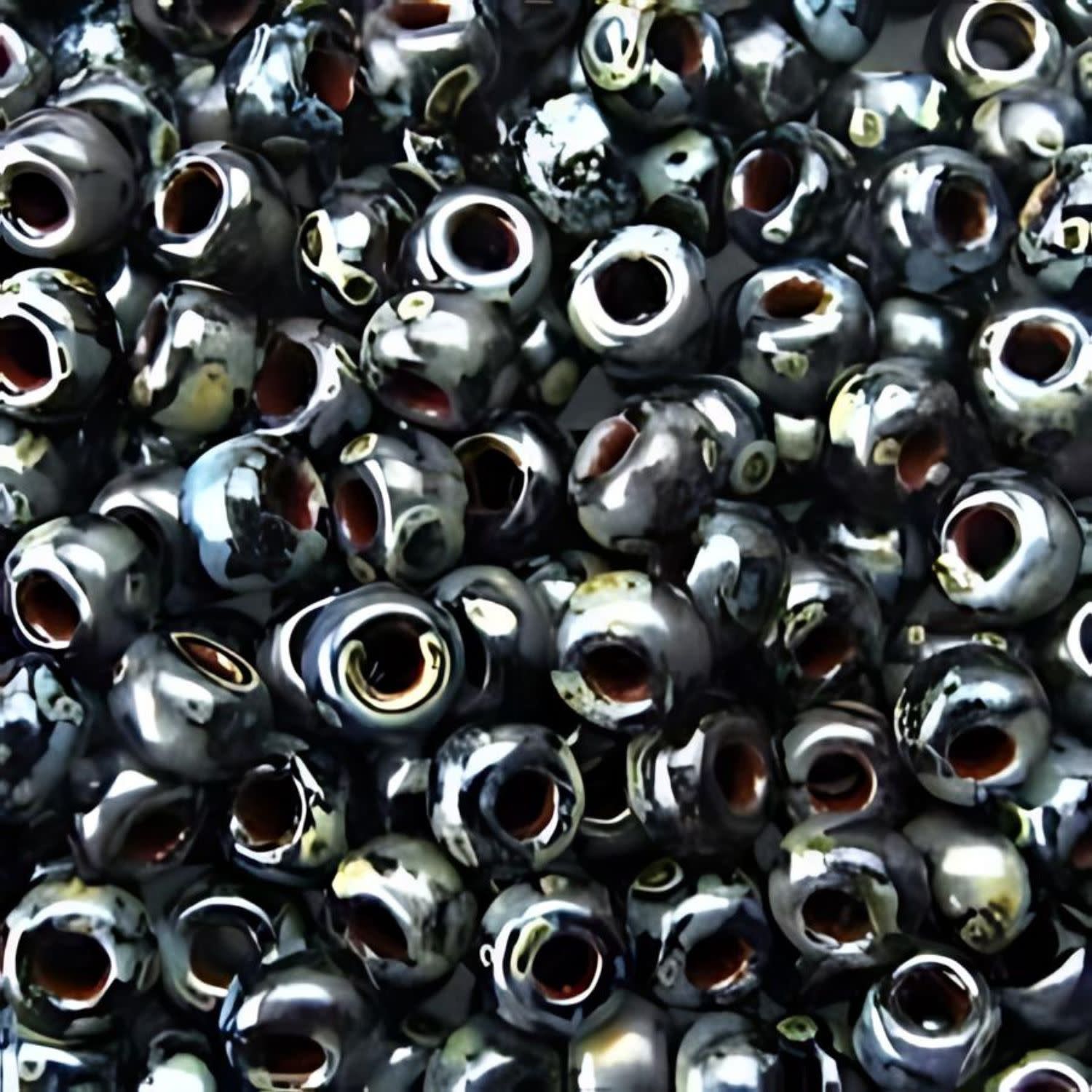 #8 Miyuki Seed Beads - Picasso Matte Smoky Black, 8-94511-TB, Approx 858 Beads/22 Grams, 1 five inch tube
