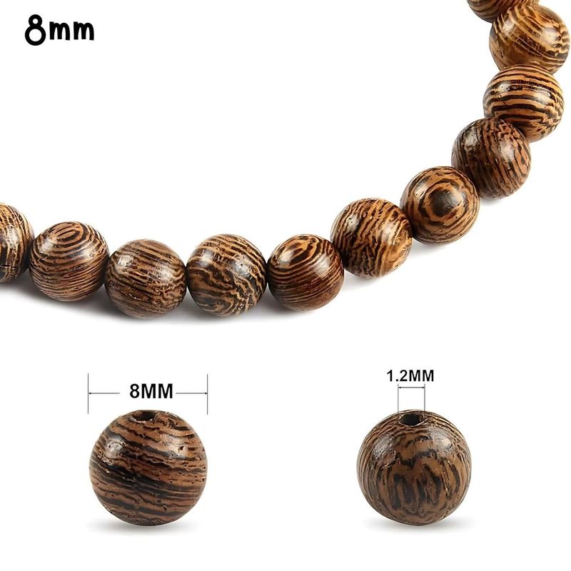 8mm Natural Wenge Wood Beads, 15&quot; Strand, Approx 50pcs, Medium Brown, Hole 1.5mm, 22gms/0.78oz