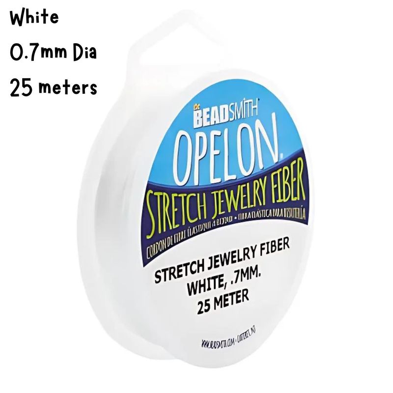 0.7mm Opelon Stretch Jewelry Fiber, White, 25 Meters/82Ft, 56gms/2oz