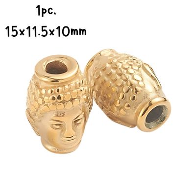 GP Stainless Steel Budda Head Head, 1pc, 15x11.5x10.5mm, Hole 3.5mm, 8gms/0.28oz