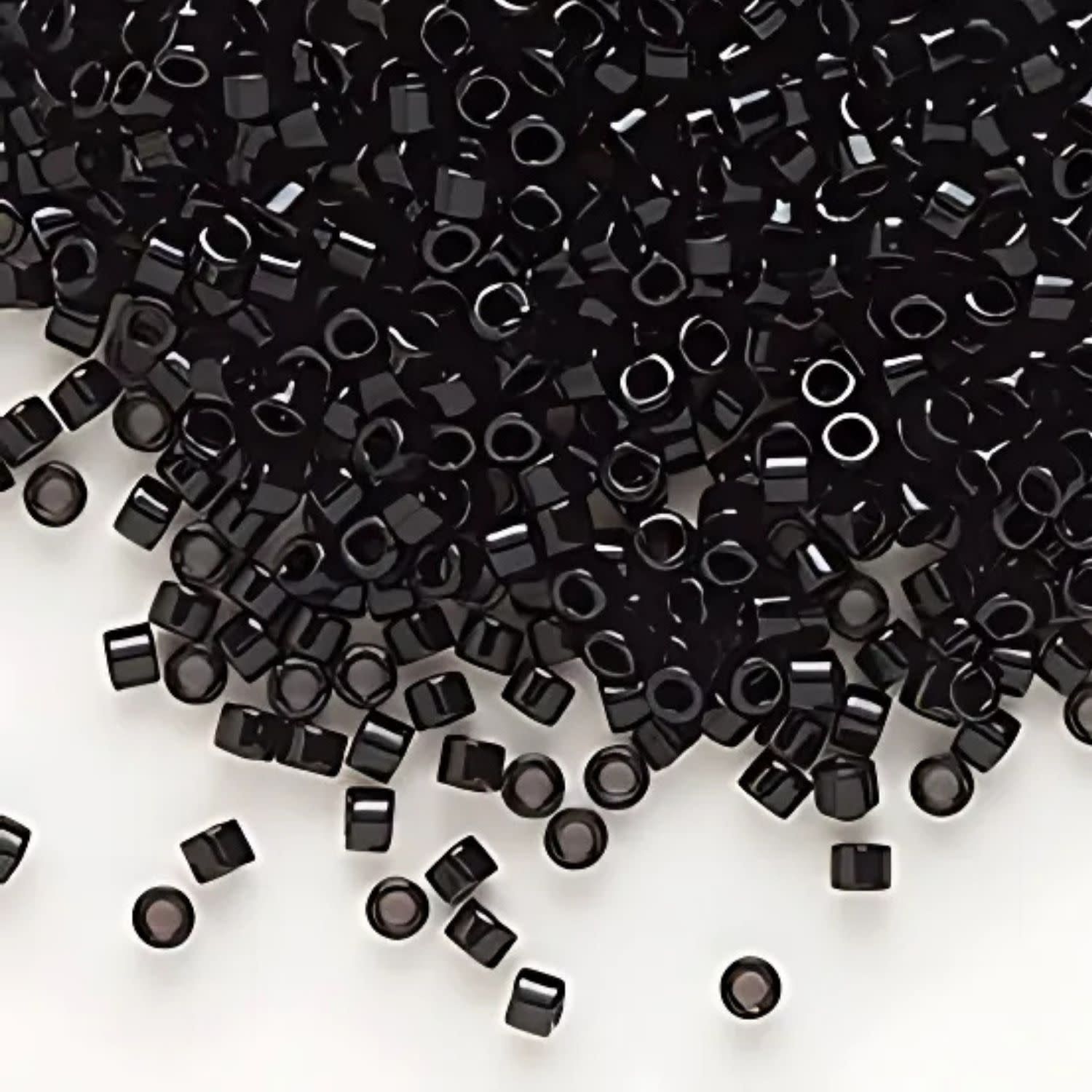 #11 Delica Seed Beads, Opaque Jet Black, DB010-TB, Approx 1440 Beads, 1 two inch tube, 7.2 grams