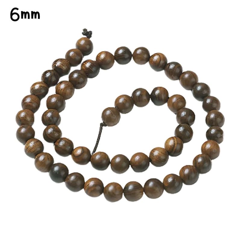 6mm Natural Yellow Rosewood Beads, 15&quot; Strand, Approx 65pcs, Coconut Brown, Hole 1mm, 10gms/0.35oz