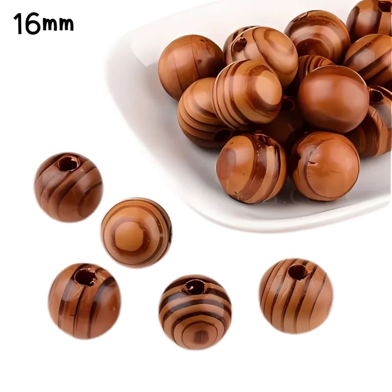 16mm Natural Pine Wood Beads, 14&quot; Strand, 20pcs, Hole 4mm, 56gms/1.98oz