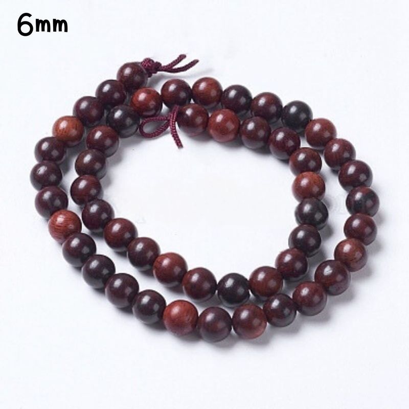 6mm Natural Burmese Rosewood Beads, 14&quot; Strand, Approx 65pcs, Mahogany Brown, Hole 1mm, 21gms/0.74oz