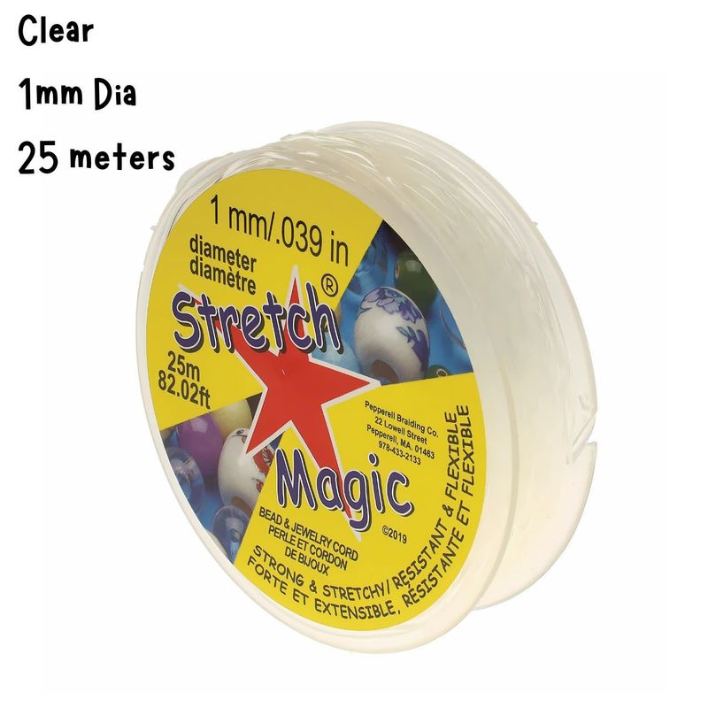 1mm Stretch Magic Jewelry Cord, Clear, 25 Meters/82Ft, 56gms/2oz
