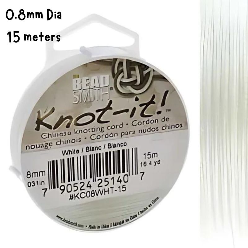0.8mm White, Chinese Knotting Cord, 16.4 Yards/15 Meters, 28gms/1oz