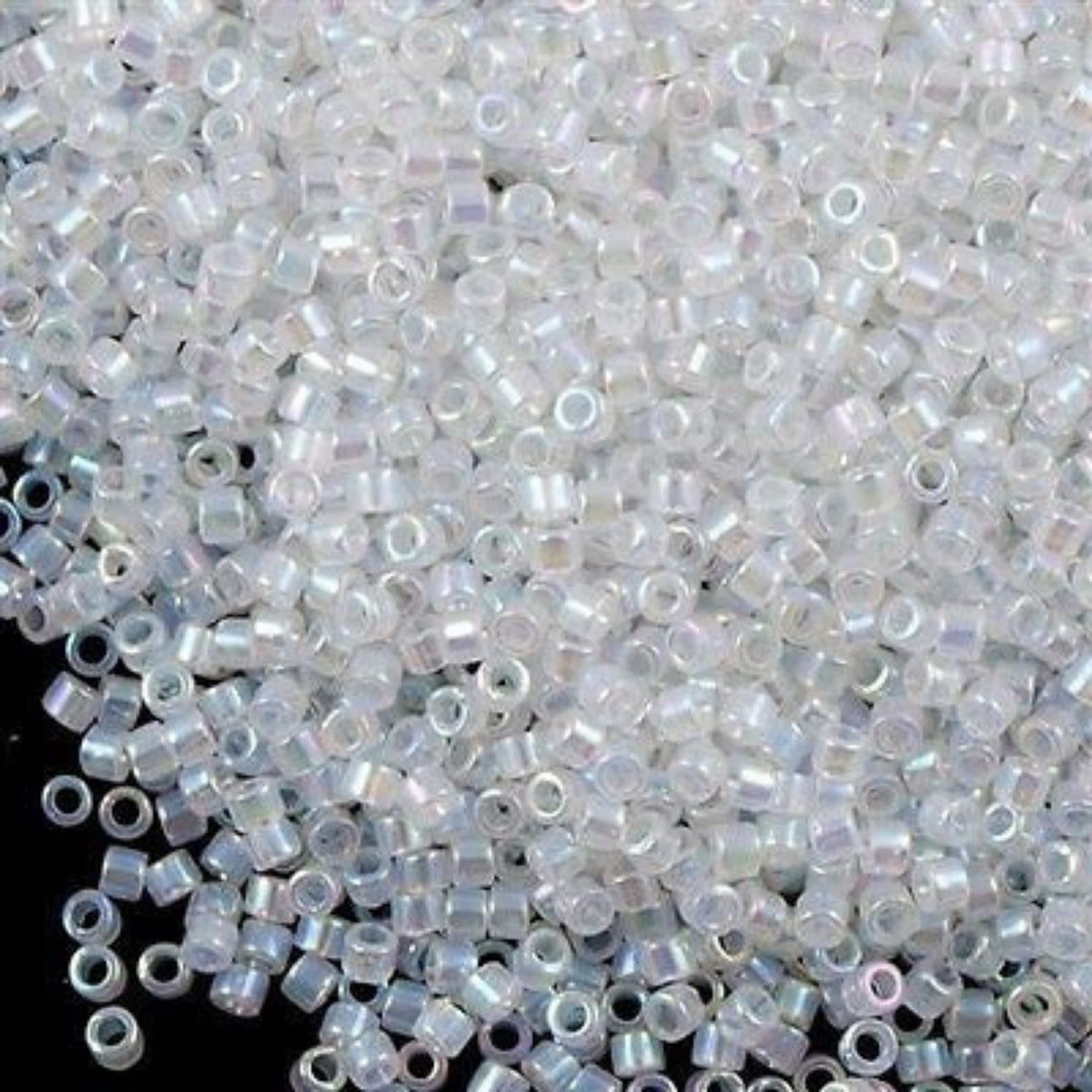 #11 Delica Seed Beads, White Opal Ab/Rainbow, DB222-TB, Approx 1440 Beads, 1 two inch tube, 7.2 grams