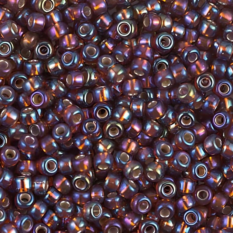 #8 Miyuki Seed Beads - Silver Lined Dark Topaz Rainbow/AB, Gold, 8-91005-TB, Approx 858 Beads/22 Grams, 1 five inch tube