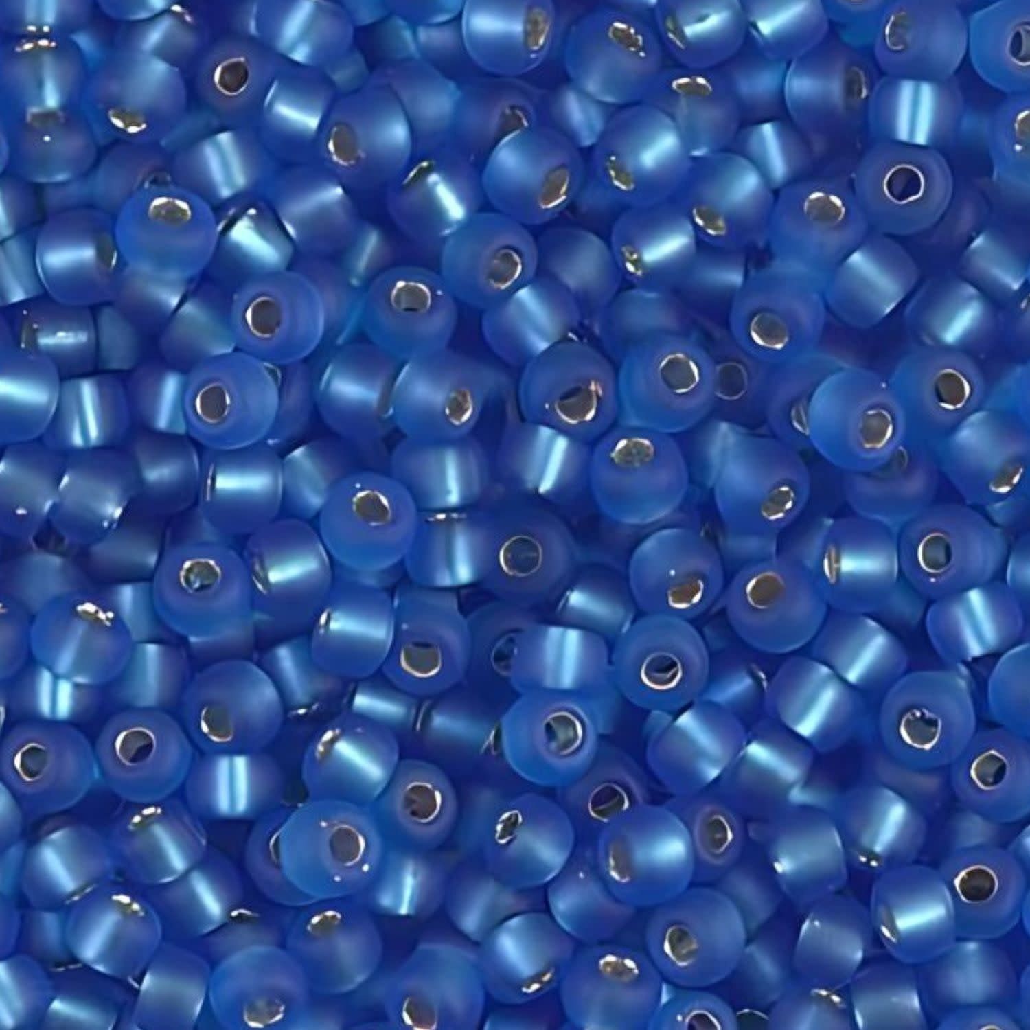 #8 Miyuki Seed Beads - Matte Silver Lined Sapphire Blue, 8-919F-TB, Approx 858 Beads/22 Grams, 1 five inch tube