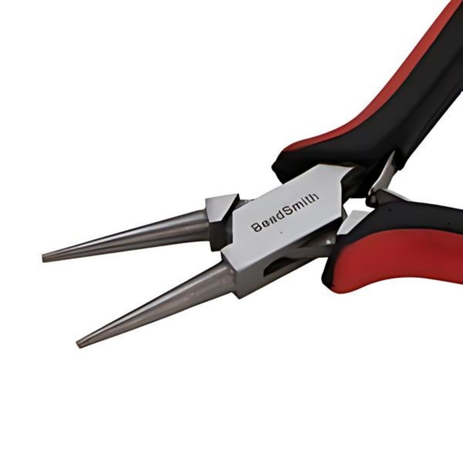Super Fine Ergonomic Round Nose Pliers, Red &amp; Black Handles, 4.5&quot; Long