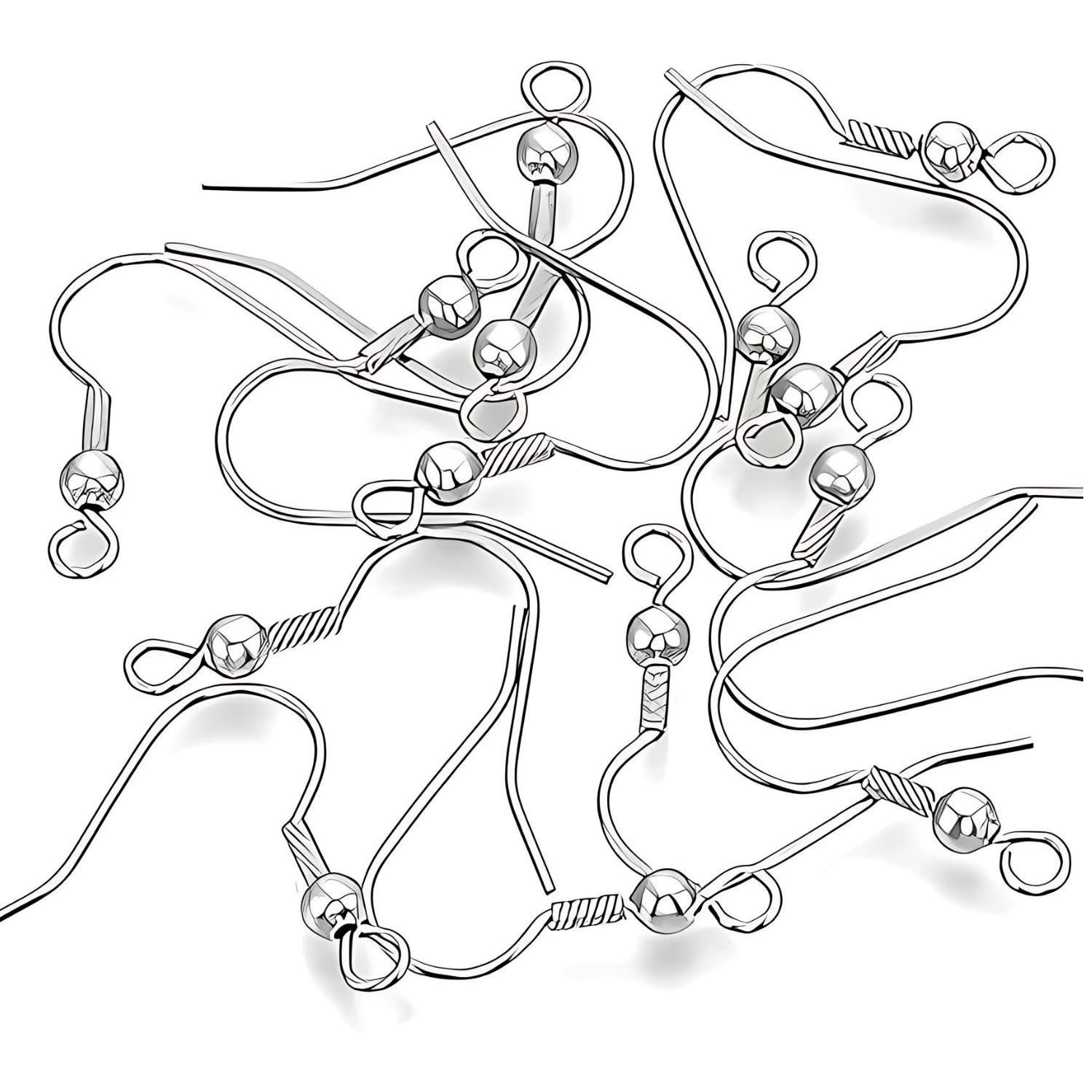 Stainless Steel Ear-Wires, Earring Hooks, 20pcs, W/3mm Bead, Hole 2mm, 20x9mm, 6gms/0.21oz