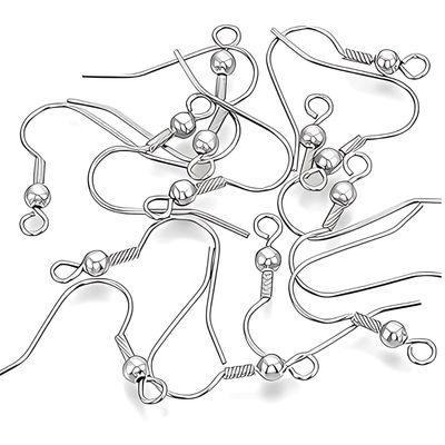 Stainless Steel Ear-Wires, Earring Hooks, 20pcs, W/3mm Bead, Hole 2mm, 20x9mm, 6gms/0.21oz
