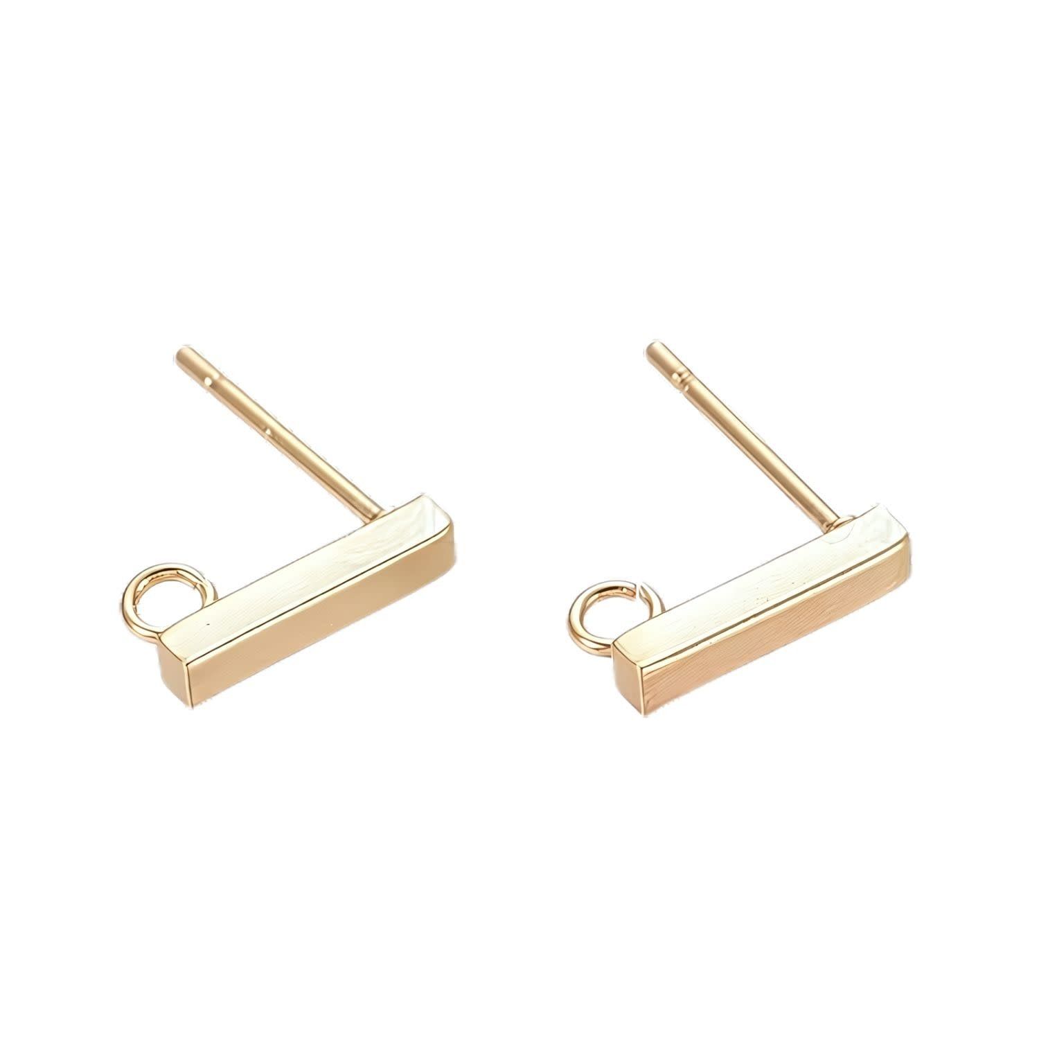 GP Stainless Steel Stud Earring Posts, 10pcs, 2x10x2mm, Loop 1.5mm, 49gms/1.76oz