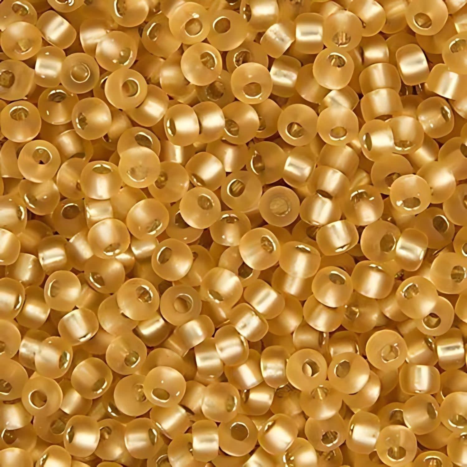 #8 Miyuki Seed Beads - Matte Silver Lined Gold, 8-93F-TB, Approx 858 Beads/22 Grams, 1 five inch tube