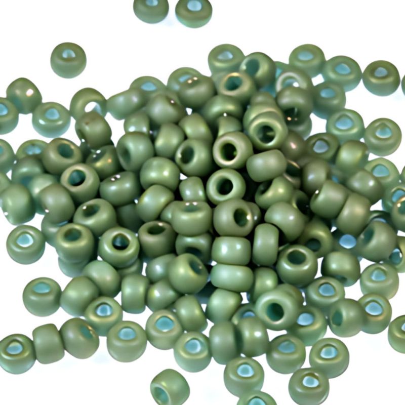 #8 Miyuki Seed Beads - Frosted Opaque Glaze Celadon Rainbow/AB, 8-94701-TB, Approx 858 Beads/22 Grams, 1 five inch tube