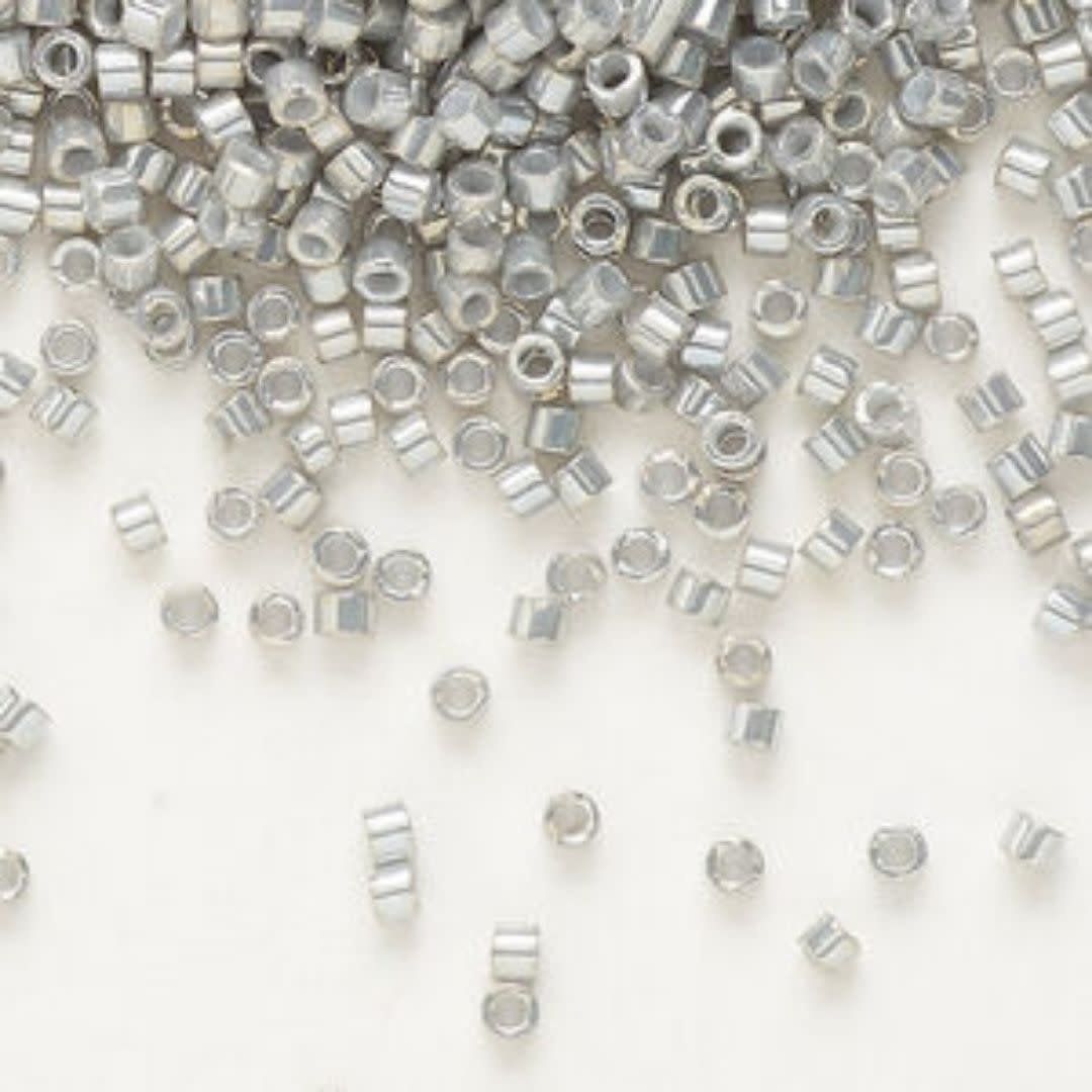 #11 Delica Seed Beads, Galvanized Opaque Grey Luster Rainbow, DB251-TB, Approx 1440 Beads, 1 two inch tube, 7.2 grams