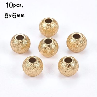 GP Stainless Steel Textured Round Beads, 10pcs, 8x6mm, Hole 2.5mm, 16gms/0.56oz