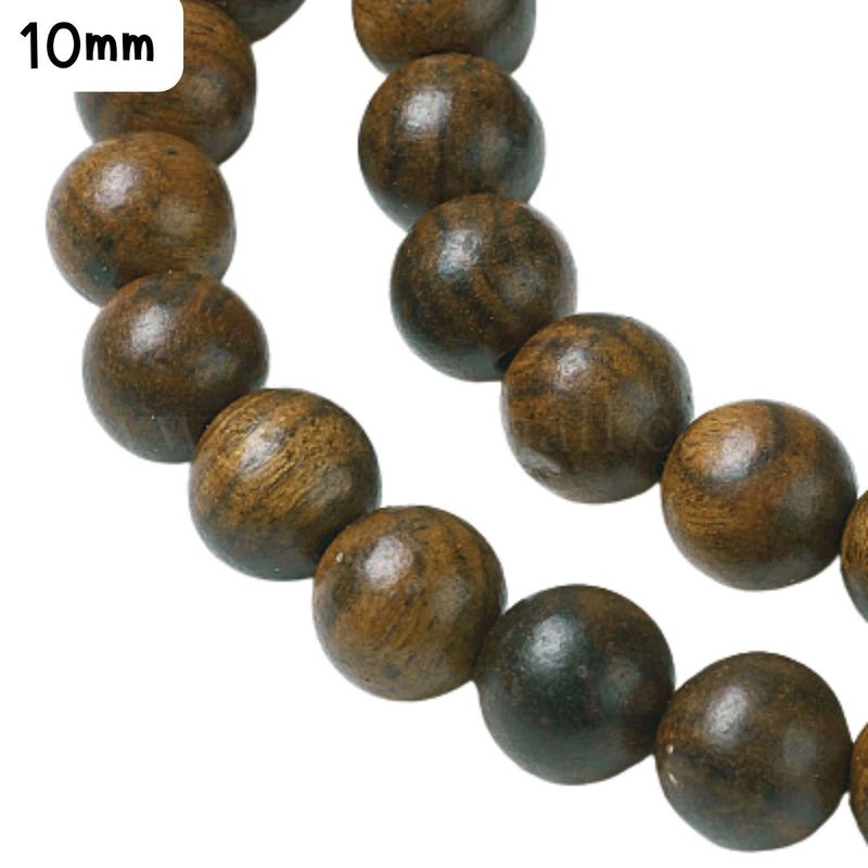 10mm Natural Yellow Rosewood Beads, 15&quot; Strand, Approx 38pcs, Coconut Brown, Hole 1mm, 24gms/0.85oz