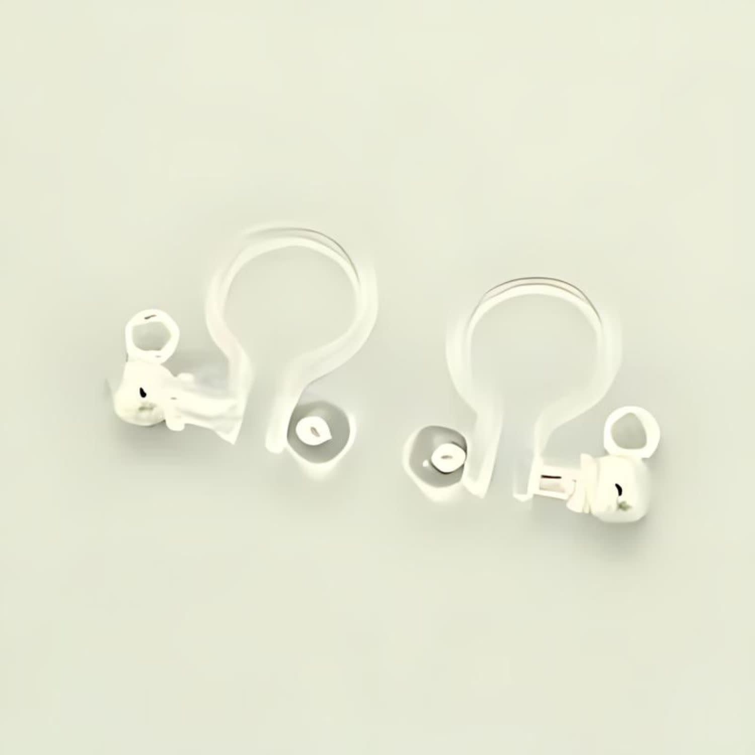 Clear Clip On Earrings, 10pcs, 11x10.5x3mm, Hole 1.5mm, Stainless Steel Findings, 2gms/0.07oz