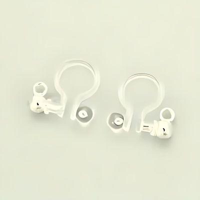 Clear Clip On Earrings, 10pcs, 11x10.5x3mm, Hole 1.5mm, Stainless Steel Findings, 2gms/0.07oz