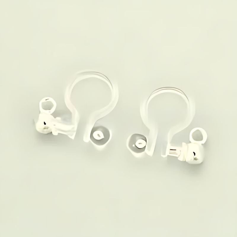 Clear Clip On Earrings, 10pcs, 11x10.5x3mm, Hole 1.5mm, Stainless Steel Findings, 2gms/0.07oz
