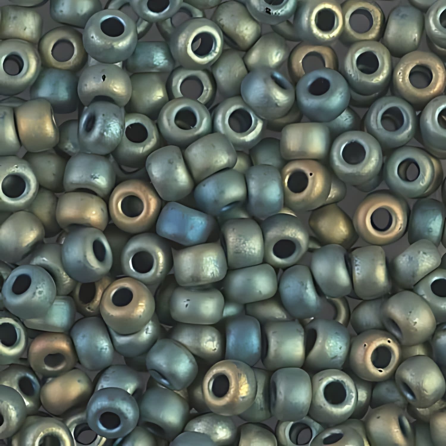 #6 Miyuki Seed Beads - Matte Metallic Green Iris, 6-91256-TB, Approx 240 Beads, 1 five inch tube, 20 grams