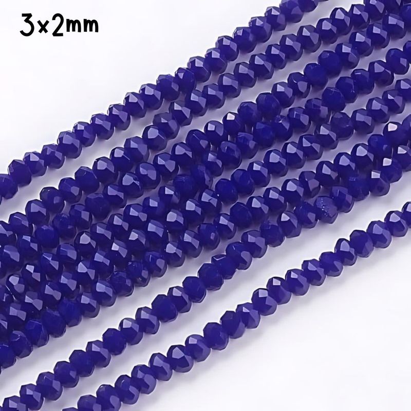 3x2mm Faceted Rondelles, Approx 185pcs, 16&quot; Strand, Opaque Royal Blue, Hole 0.8mm, Glass Beads, 11gms/0.39oz