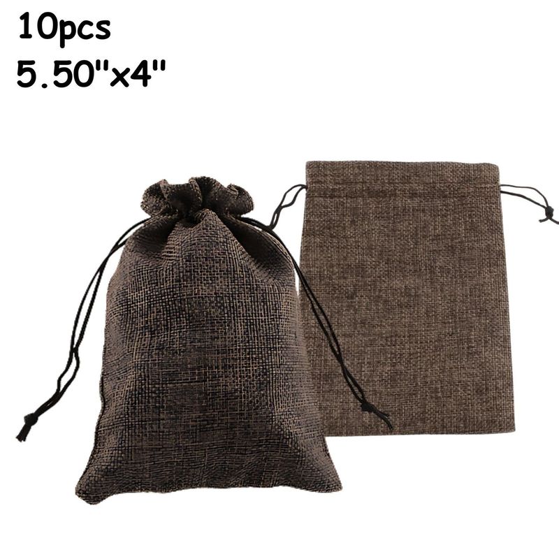 5.5&#39;&#39;x4&#39;&#39; Drawstring Pouches/Bags, 10pcs, Brown, Polyester, 99gms/3.49oz