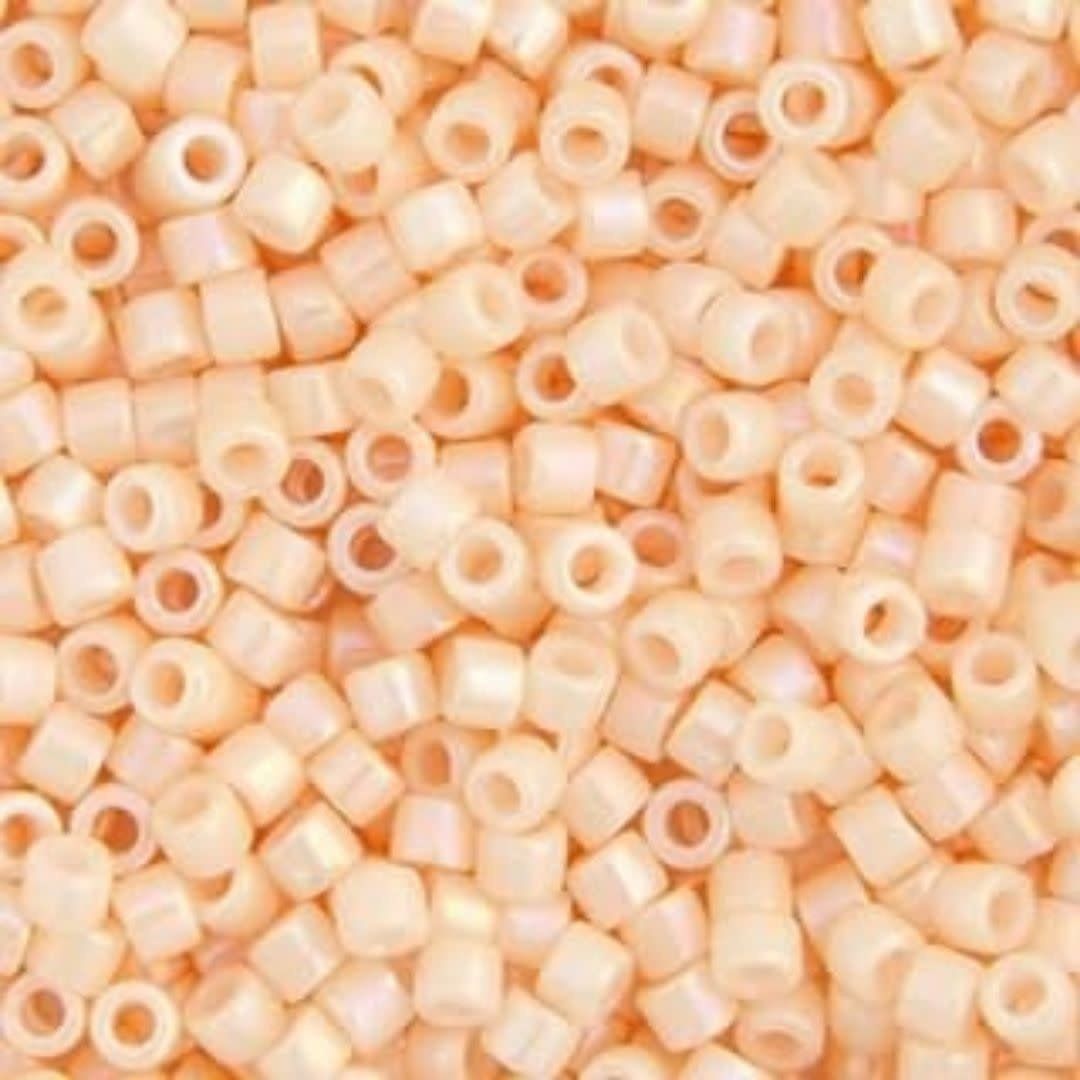#11 Delica Seed Beads, Opaque Light Peach Ab/Rainbow, DB1502-TB, Approx 1440 Beads, 1 two inch tube, 7.2 grams