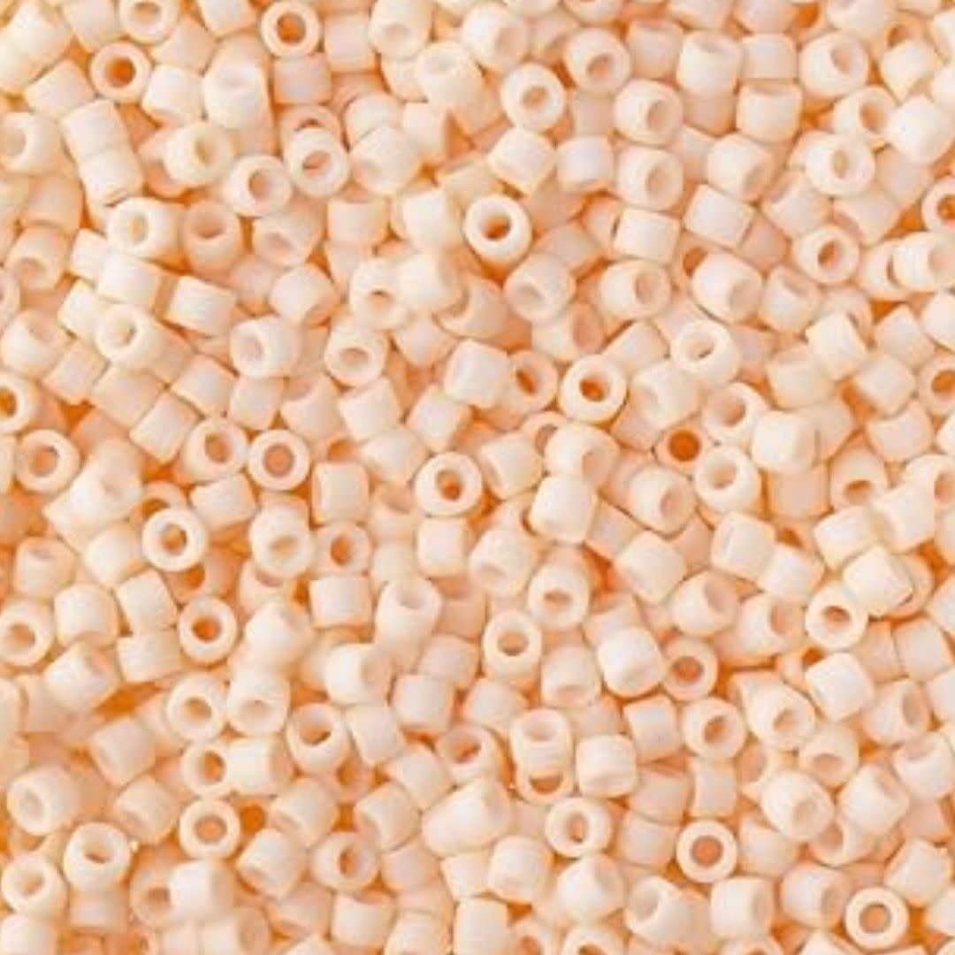 #11 Delica Seed Beads, Matte Opaque Light Peach, DB1512-TB, Approx 1440 Beads, 1 two inch tube, 7.2 grams