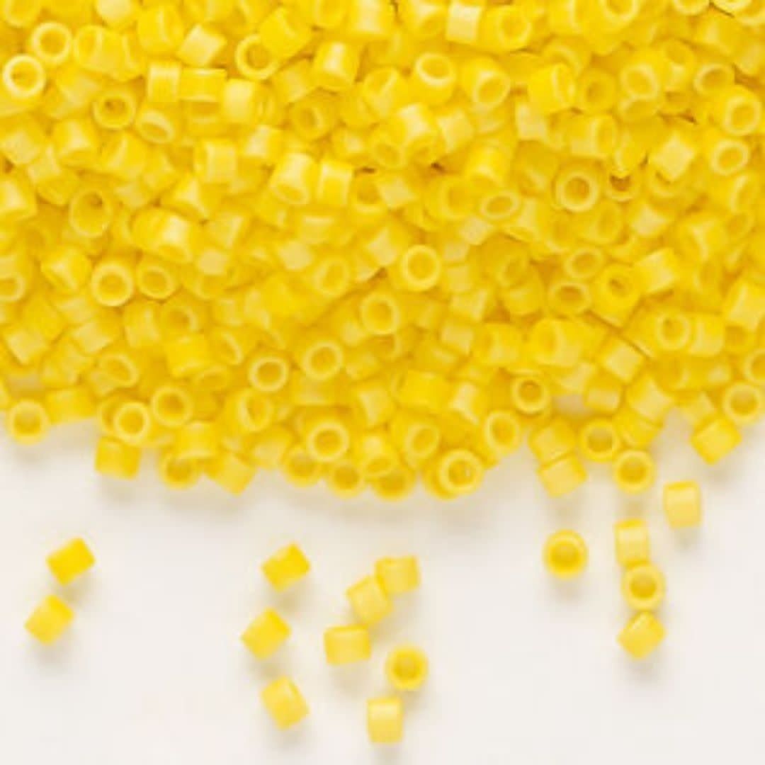 #11 Delica Seed Beads, Matte Opaque Canary Yellow Ab/Rainbow, DB1592-TB, Approx 1440 Beads, 1 two inch tube, 7.2 grams