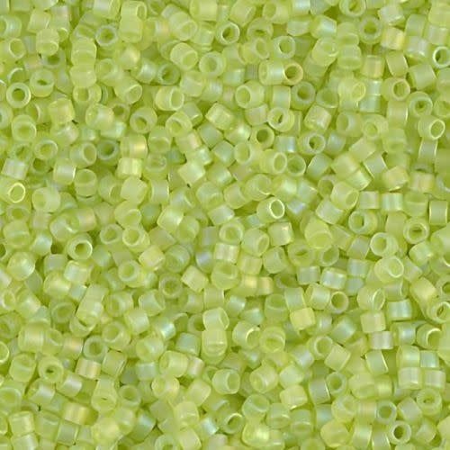 #11 Delica Seed Beads, Matte Transparent Chartreuse Green Ab/Rainbow, DB860-TB, Approx 1440 Beads, 1 two inch tube, 7.2 grams