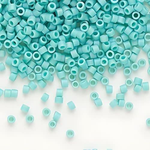 #11 Delica Seed Beads, Matte Opaque Turquoise Ab/Rainbow, DB878-TB, Approx 1440 Beads, 1 two inch tube, 7.2 grams
