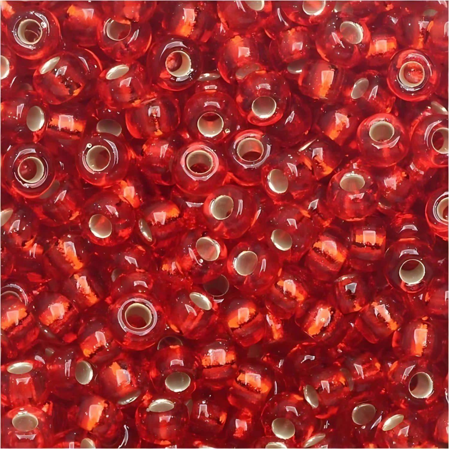 #8 Miyuki Seed Beads - Silver Lined Flame Red, 8-910-TB, Approx 858 Beads/22 Grams, 1 five inch tube