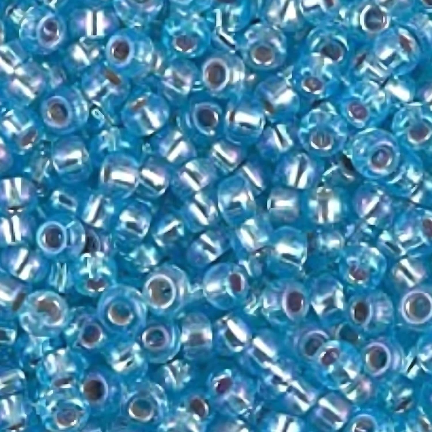 #8 Miyuki Seed Beads - Silver Lined Aqua Blue Rainbow/AB, 8-91018-TB, Approx 858 Beads/22 Grams, 1 five inch tube