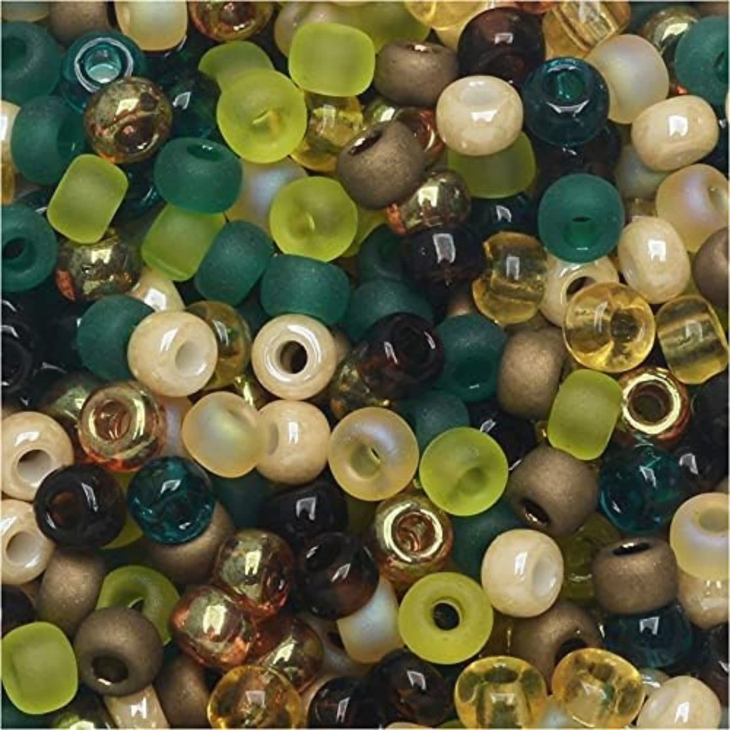 #8 Miyuki Seed Beads - Mix Ever Greens, 8-9MIX03-TB, Approx 858 Beads/22 Grams, 1 five inch tube