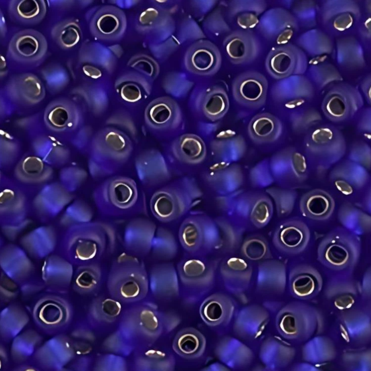 #8 Miyuki Seed Beads - Matte Silver Lined Cobalt Blue, 8-920F-TB, Approx 858 Beads/22 Grams, 1 five inch tube