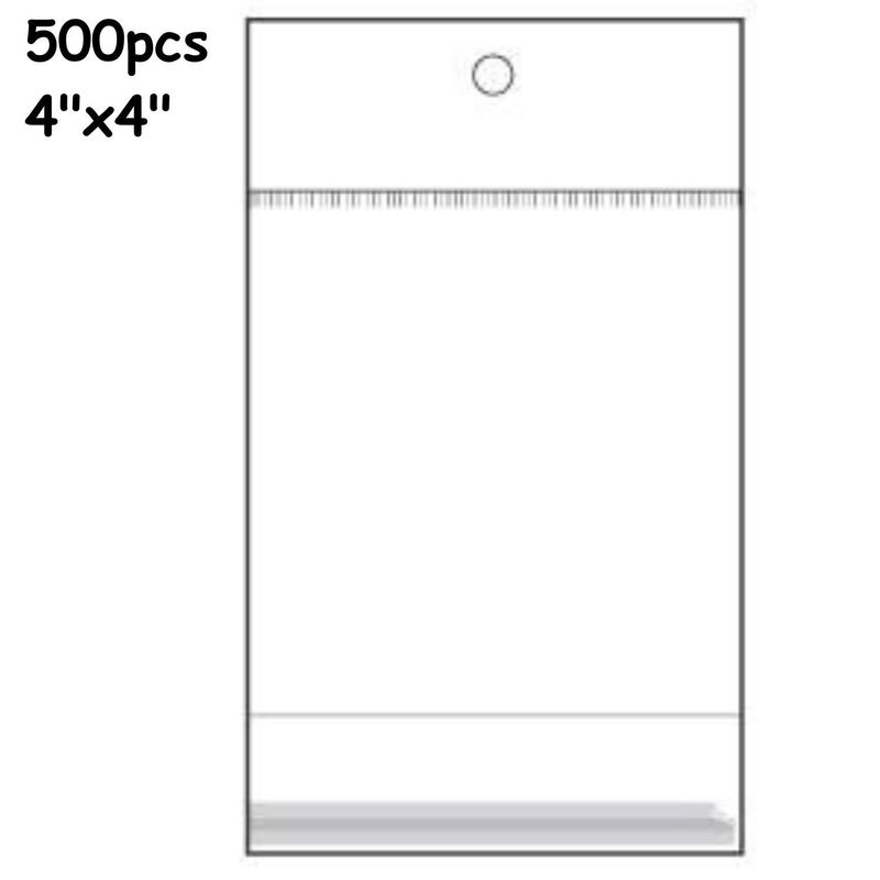 4&quot;x4&quot; Clear Plastic Resealable Bags, 500pcs, White Header, 210gms/7.41oz