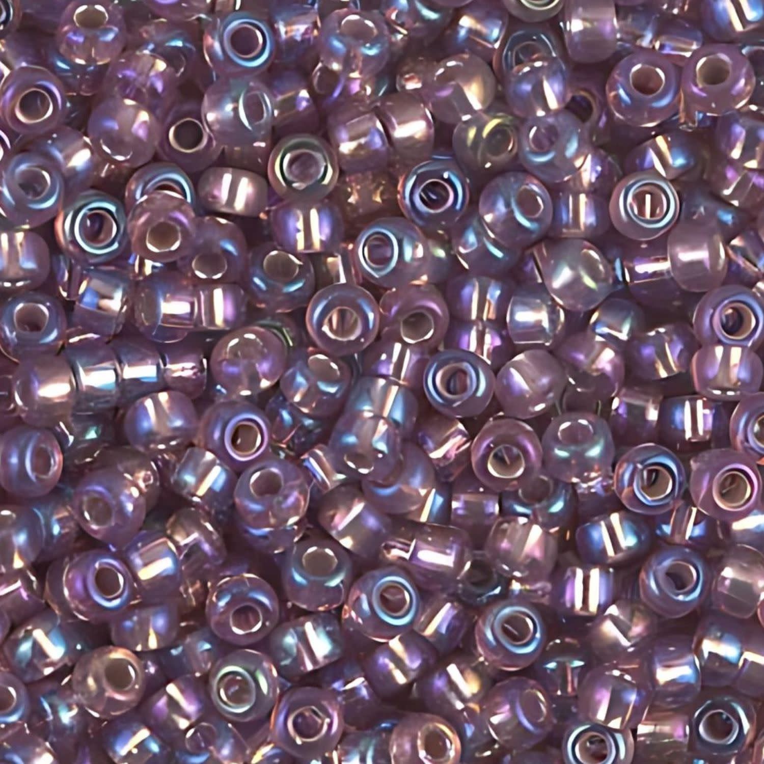 #8 Miyuki Seed Beads - Silver Lined Smoky Amethyst Rainbow/AB, 8-91012-TB, Approx 858 Beads/22 Grams, 1 five inch tube