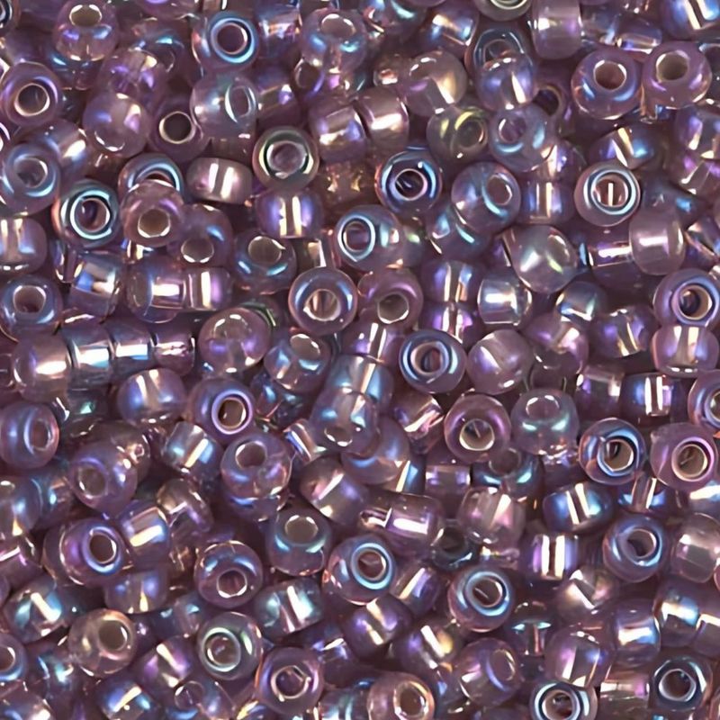 #8 Miyuki Seed Beads - Silver Lined Smoky Amethyst Rainbow/AB, 8-91012-TB, Approx 858 Beads/22 Grams, 1 five inch tube