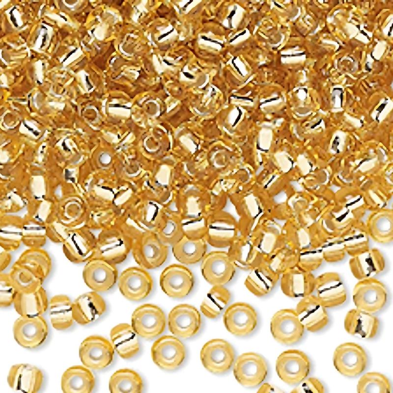 #8 Miyuki Rocailles Seed Beads - Silver Lined Gold, Approx 440 Beads, 10 Grams/0.35oz