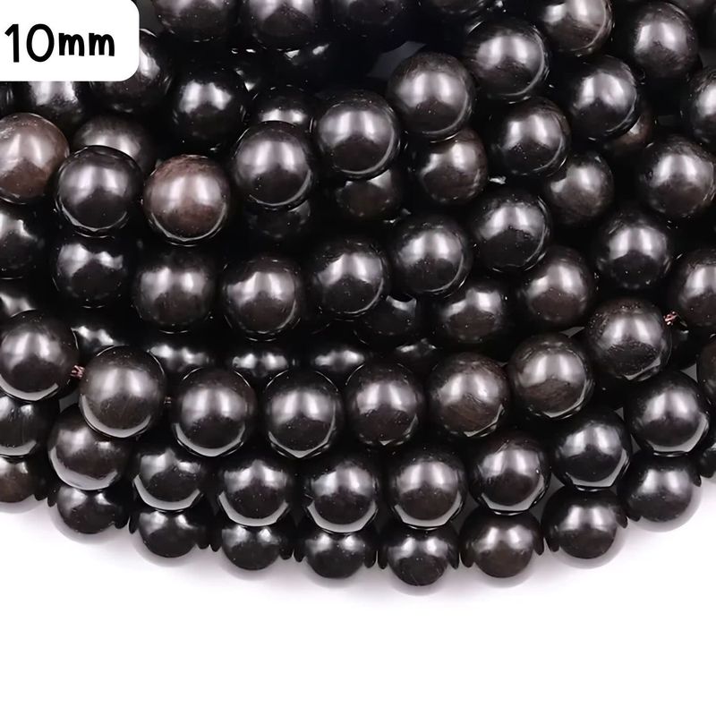 10mm Natural Ebony Wood Beads,15&quot; Strand, Approx 40pcs, Hole 1mm, 32gms/1.13oz