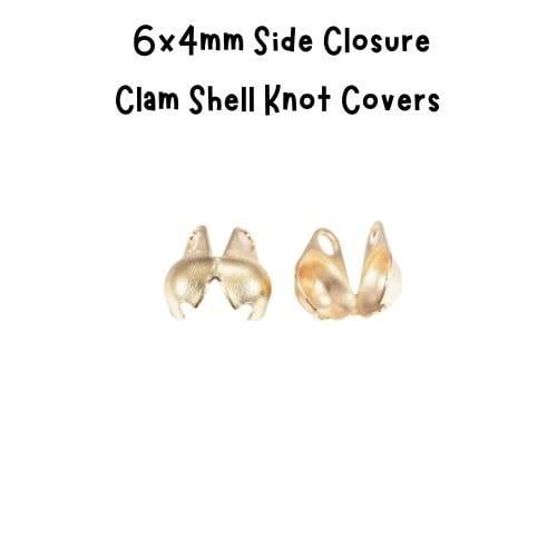 GP Stainless Steel Side Closure, 20pcs, Clam Shell Knot Covers, Bead Tips, 6x4x3mm, 12gms/0.42oz