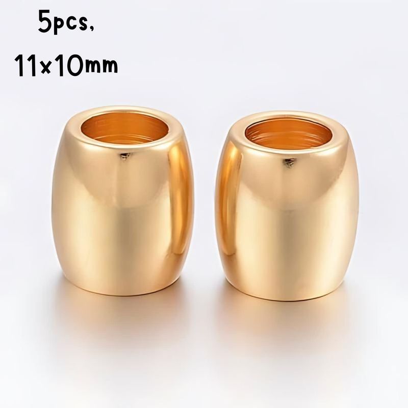 GP Stainless Steel Barrel Beads, 5pcs, 11x10mm, Hole 6mm, 19gms/0.67oz