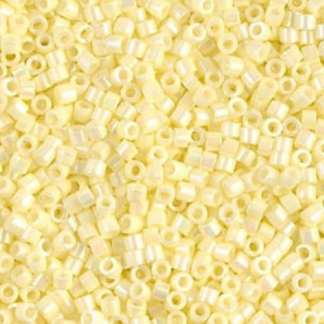 #11 Delica Seed Beads, Opaque Pale Yellow Ab/Rainbow, DB1501-TB, Approx 1440 Beads, 1 two inch tube, 7.2 grams