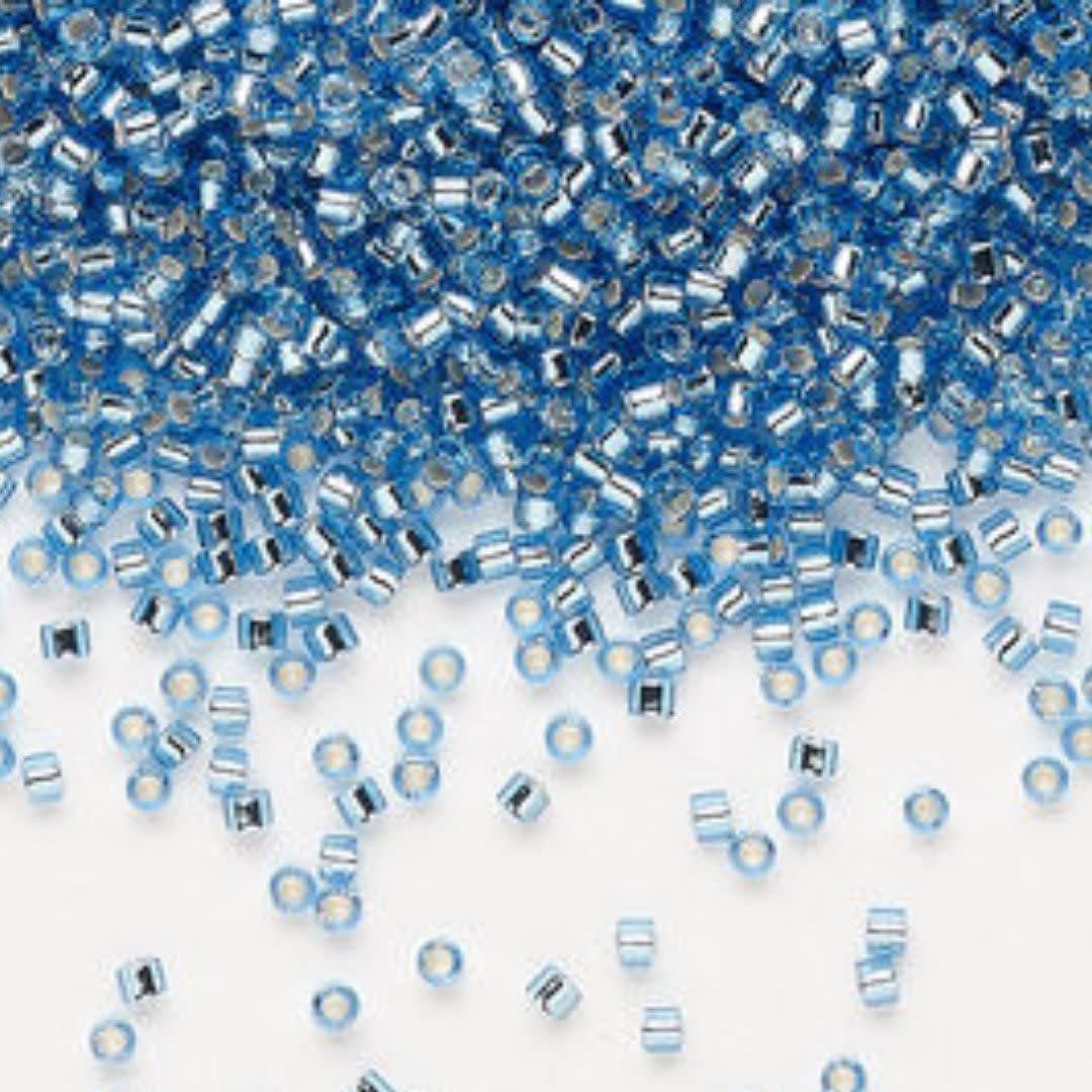 #11 Delica Seed Beads, Silver Lined Azure Blue, DB1210-TB, Approx 1440 Beads, 1 two inch tube, 7.2 grams