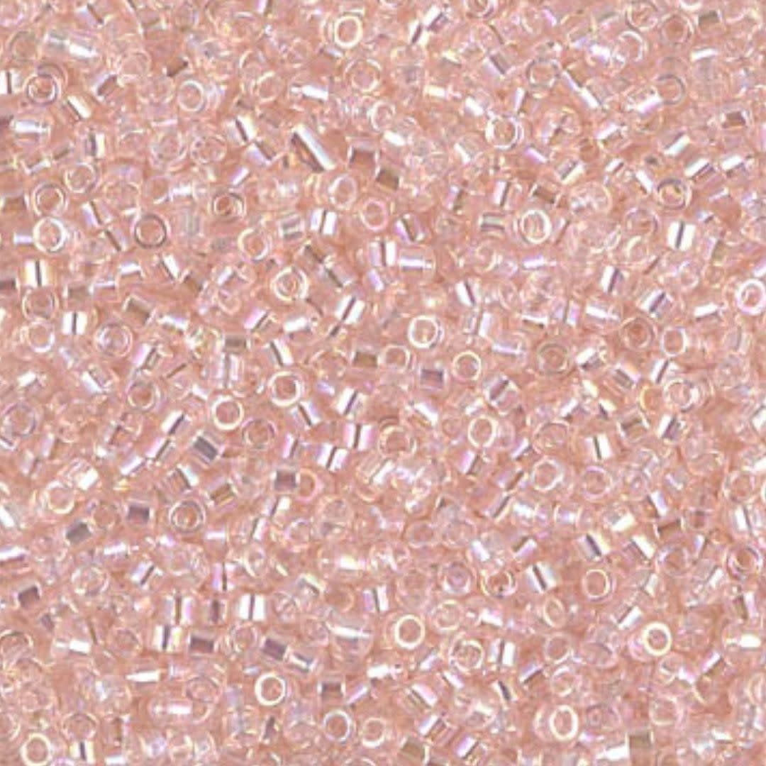 #11 Delica Seed Beads, Transparent Pink Mist Ab/Rainbow, DB1243-TB, Approx 1440 Beads, 1 two inch tube, 7.2 grams