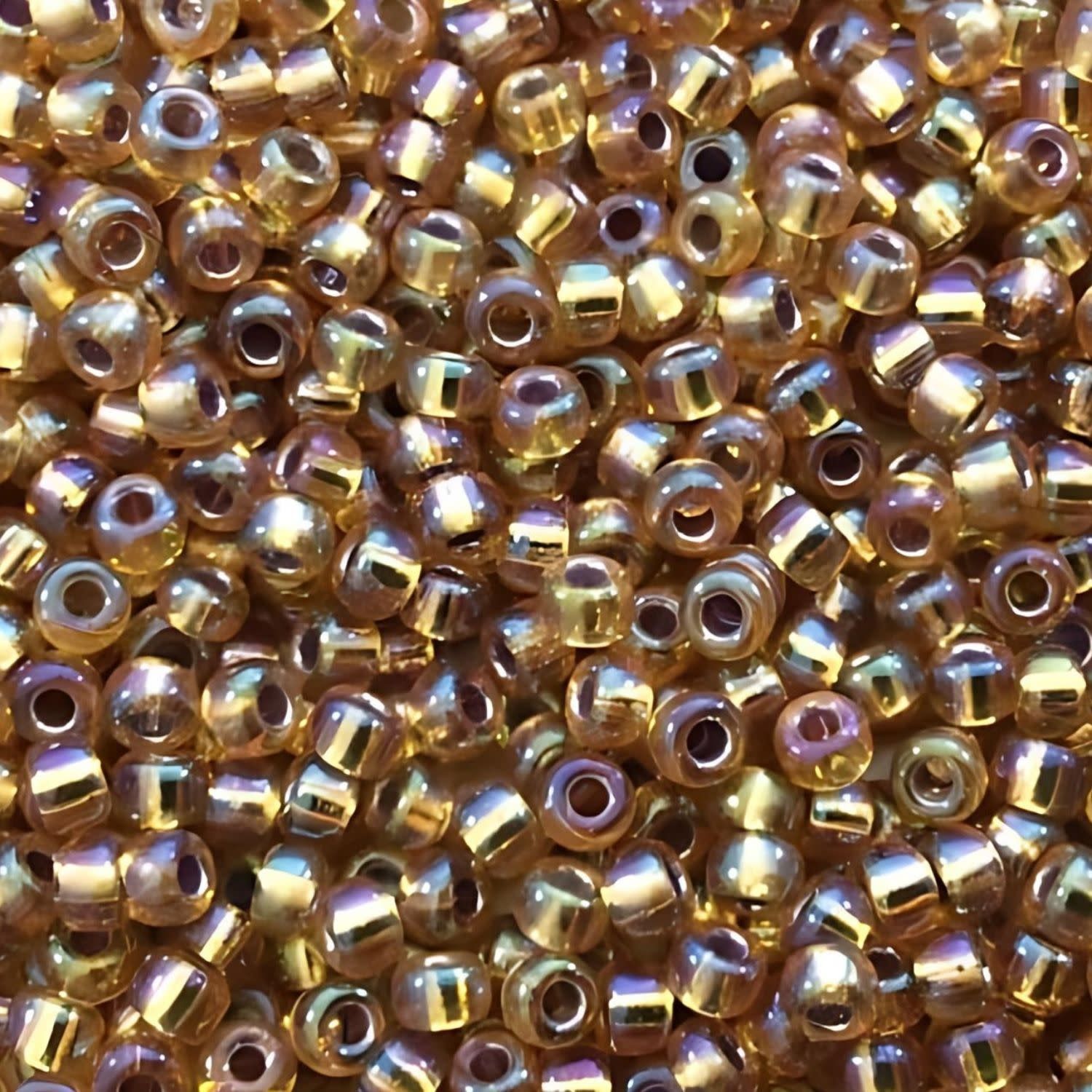 #6 Miyuki Seed Beads - Silver Lined Dark Gold Rainbow/AB, 6-91004-Tba, Approx 240 Beads, 1 five inch tube, 20 grams